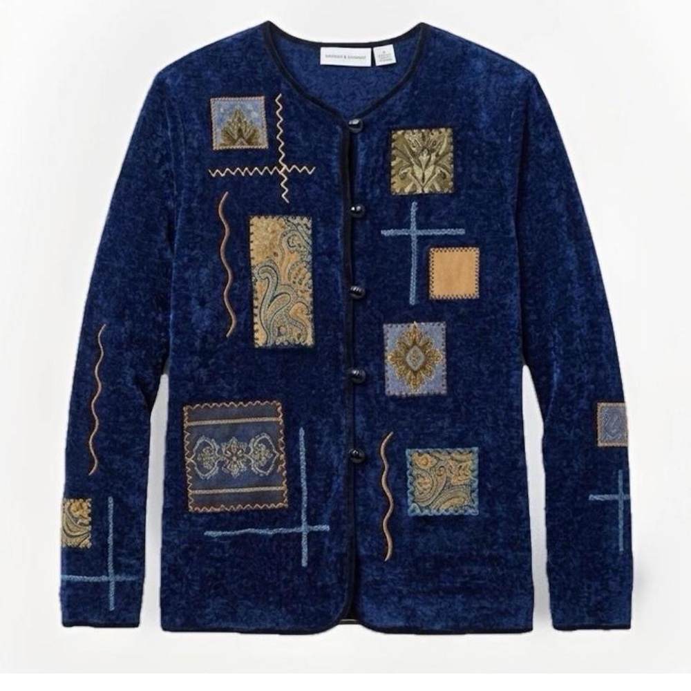 Allure Navy Blue Embroidered Blazer
